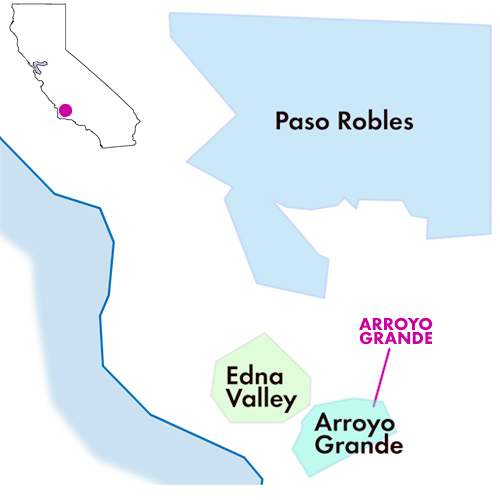 Appellation Map for Arroyo Grande Pinot Noir Talley Vineyards 2023