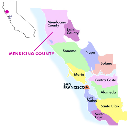 Appellation Map for Mendocino County Pinot Noir Out-Take 2024