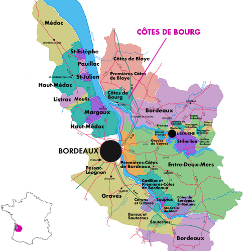 Appellation Map for Côtes de Bourg  Chateau Martinat 2022