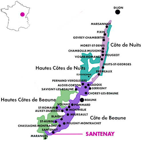 Appellation Map for Santenay Les Charmes Domaine Jérôme Fornerot 2023