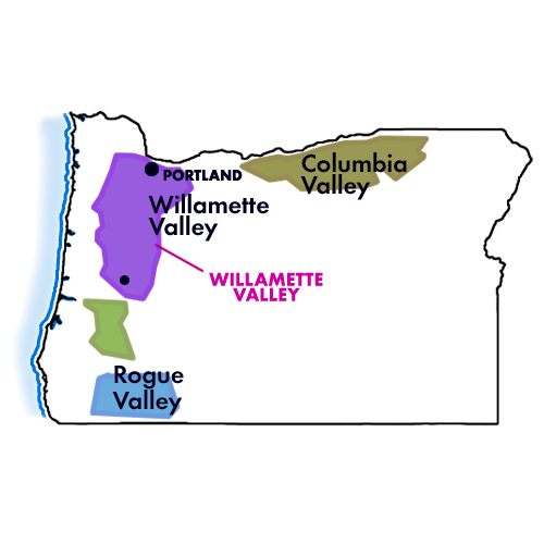 Appellation Map for Willamette Valley Pinot Noir Chad Wine Company 2024