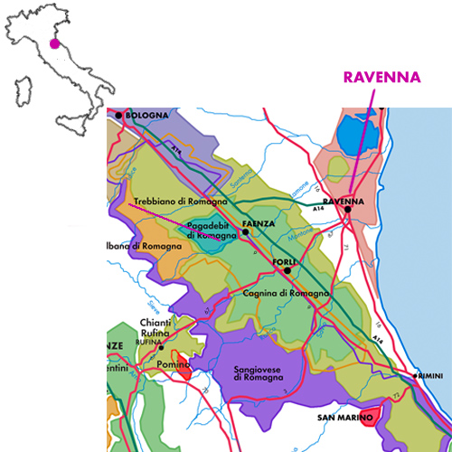 Appellation Map for IGP Ravenna Rosato Rosa di Ceparano Fattoria Zerbina 2025