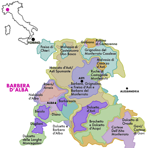 Appellation Map for Barbera d’Alba Vigna Martina Elio Grasso 2023