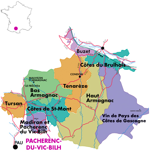 Appellation Map for Pacherenc-du-Vic-Bilh Sec Château Viella 2024