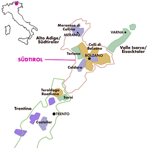 Appellation Map for Sudtirol Vernatsch Azienda Agricola Andreas Baron Widmann 2024