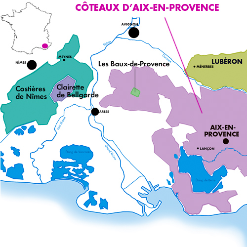 Appellation Map for Coteaux d’Aix-en-Provence Lou Cantai Rouge Domaine Val de Caire 2021