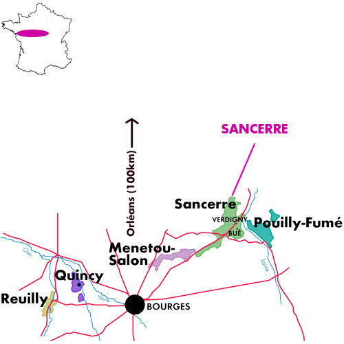 Appellation Map for Sancerre Rosé Domaine Bernard Reverdy et Fils 2025
