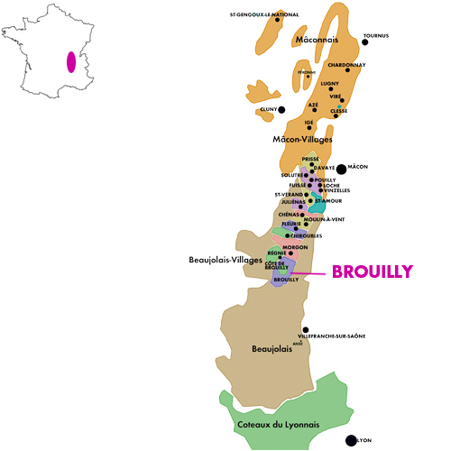 Appellation Map for Côte-de-Brouilly Cuvée de l’Écluse Domaine Vavril 2024