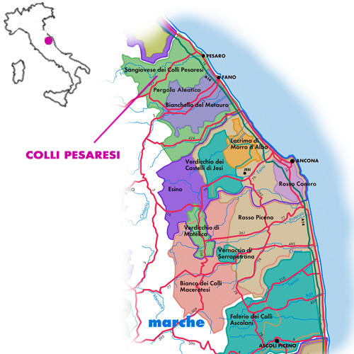 Appellation Map for Colli Pesaresi Ponente Villa Ligi 2024