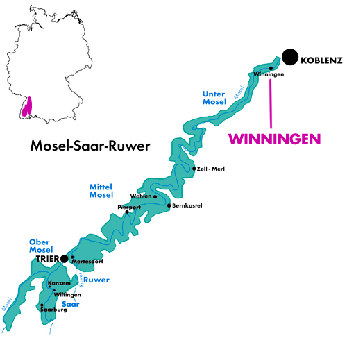 Appellation Map for Winninger vom blauen Schiefer Riesling Trocken Weingut Freiherr Von Heddesdorff 2024