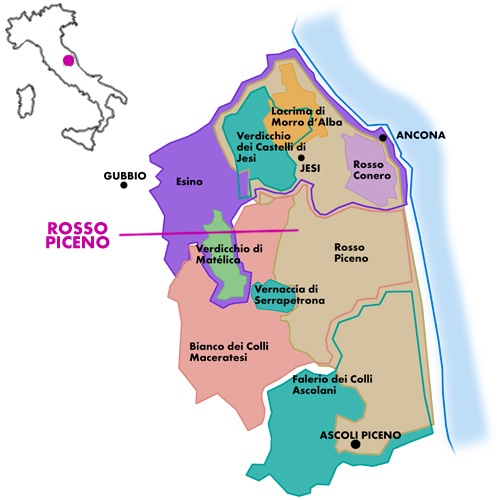 Appellation Map for Rosso Piceno Torquís Brunori 2024
