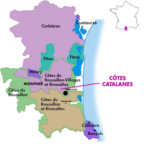 Appellation Map for Côtes Catalanes L’effet Papillon Rosé M&S Gallet 2025