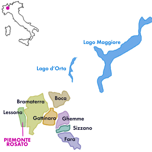 Appellation Map for Piemonte Rosato Rosa del Rosa Proprietà Sperino 2025