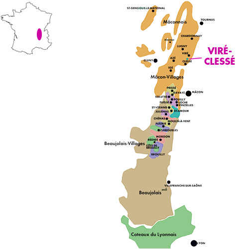 Appellation Map for Viré-Clessé Terroir de Quintaine Domaine des Terres de Chatenay 2025