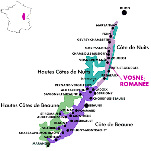Appellation Map for Vosne-Romanée Les Barreaux Domaine du Couvent 2021