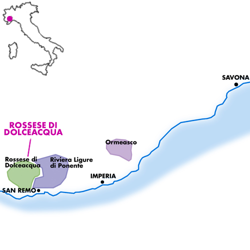 Appellation Map for Rossese di Dolceaqua Rossese di Dolceacqua Terre Bianche 2025