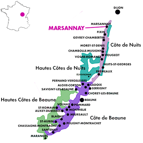 Appellation Map for Marsannay Clos Du Roy Domaine du Couvent 2022