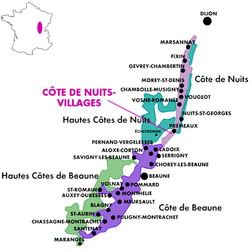 Appellation Map for Côte de Nuits-Villages  Domaine Philippe Rossignol 2017