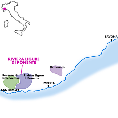 Appellation Map for Riviera Ligure di Ponente Vermentino Terre Bianche 2025