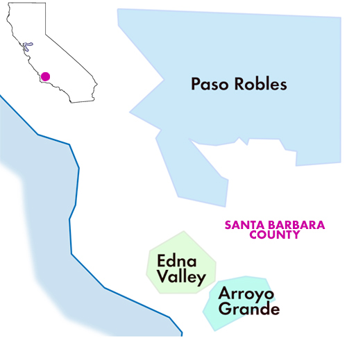 Appellation Map for Santa Barbara County Rosé Ojai Vineyard 2025