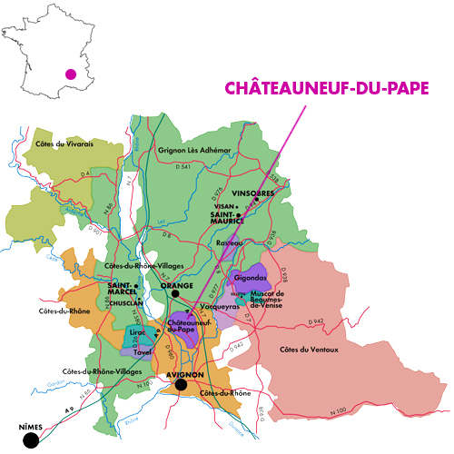 Appellation Map for Châteauneuf-du-Pape  Reveirolles 2021