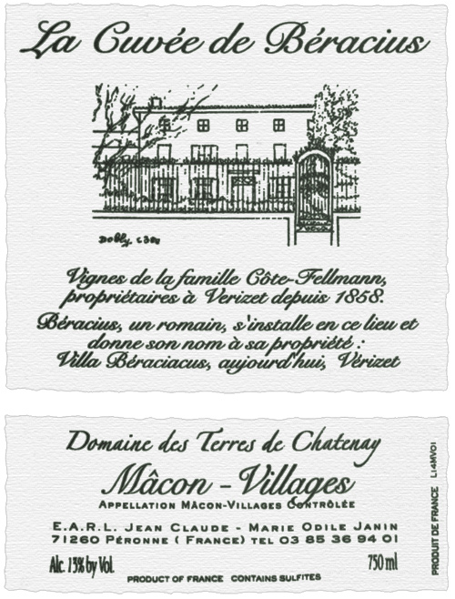 Mâcon-Villages La Cuvée de Béracius Domaine des Terres de Chatenay 2025 DE