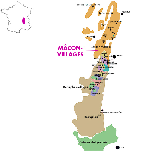 Appellation Map for Mâcon-Villages La Cuvée de Béracius Domaine des Terres de Chatenay 2025