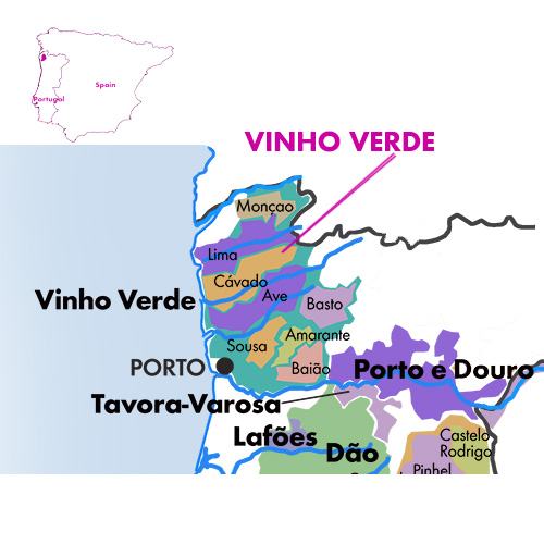 Appellation Map for Vinho Verde Landcraft Alvarinho Branco Geographic 2024