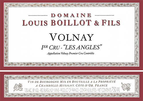 Volnay Premier Cru Les Angles Domaine Louis Boillot 2015 NY