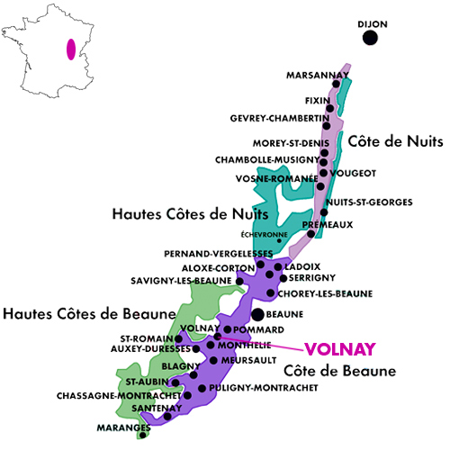 Appellation Map for Volnay Les Grands Poisots Domaine Louis Boillot 2017 NY