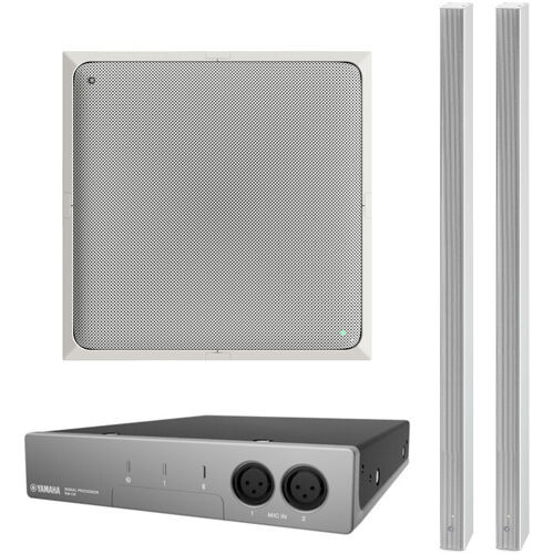 Yamaha-ADECIA Ceiling Bundle:   RM-CG-W Ceiling Microphone - White, RM-CR Audio Processor and QTY 2 of VXL1W-16P Speakers
