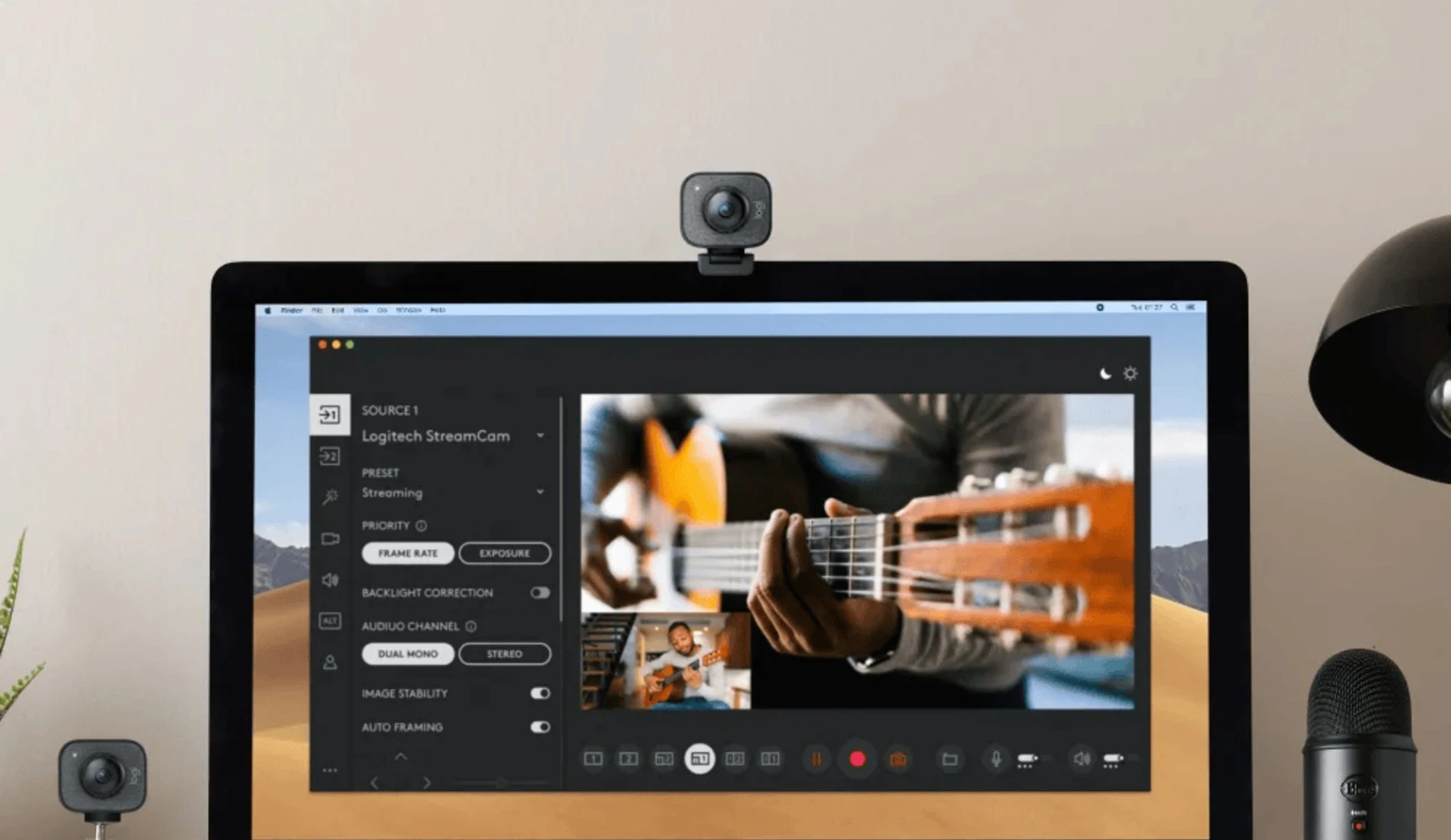 Conference room with a VDO360 PTZ camera mounted above the display