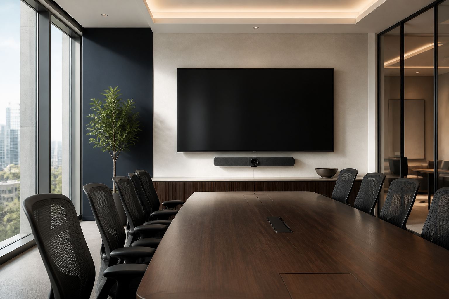 Collaboration room specified with TAC USA unified communications hardware