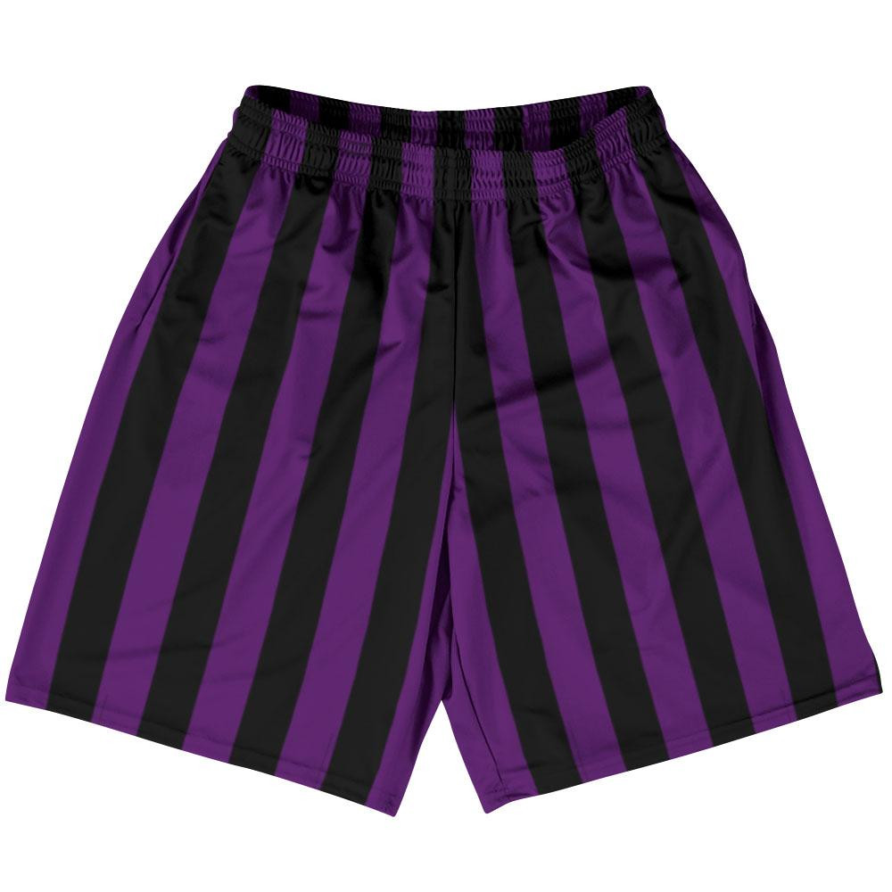 Medium Purple & Black Vertical Stripe Basketball Practice Shorts