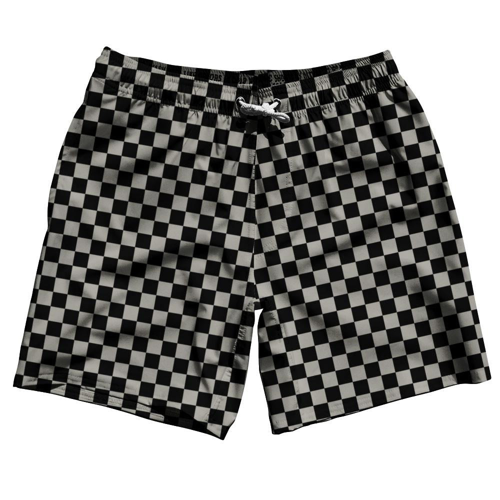 Cool Grey Checkerboard Swim Shorts 7.5