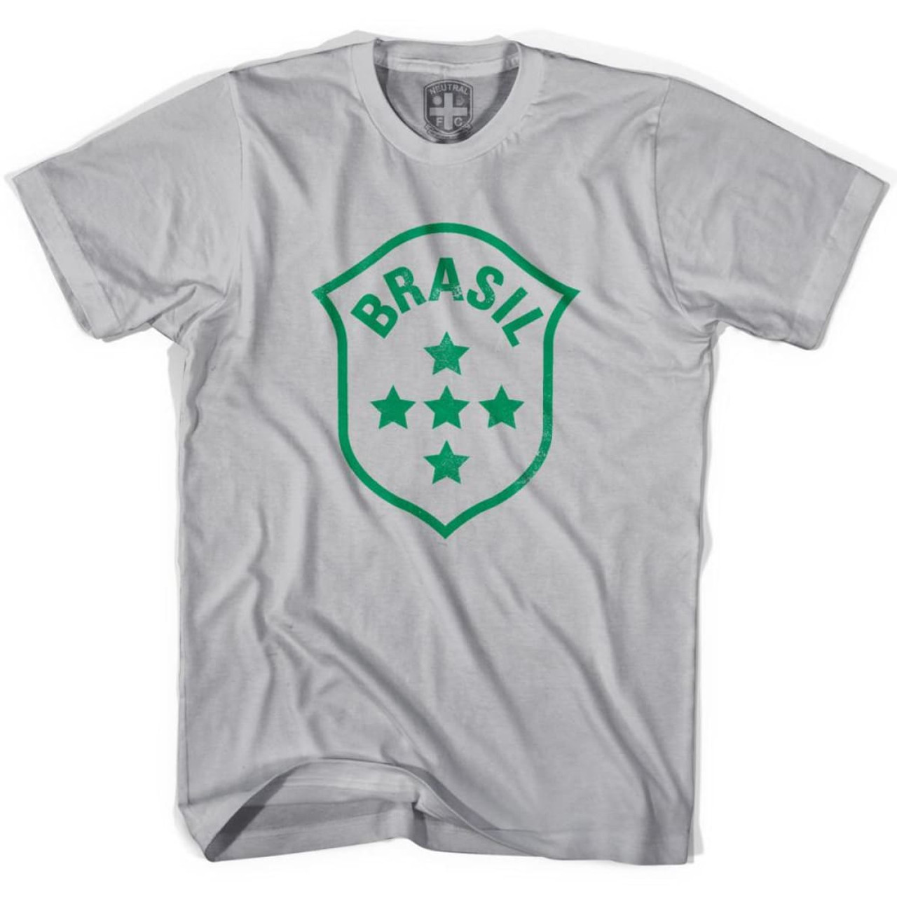 Brasil Brazil 5 Star Vintage Crest T-shirt-Cool Grey