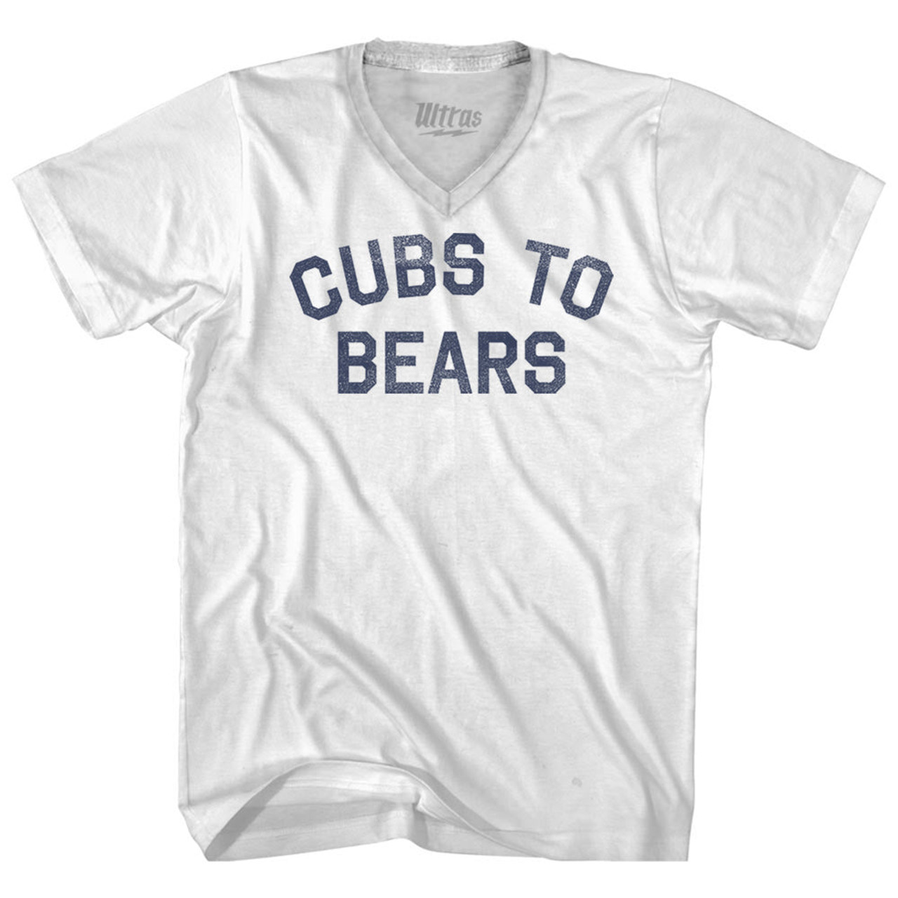 Cubs to Bears Adult Tri-Blend V-Neck T-Shirt - White