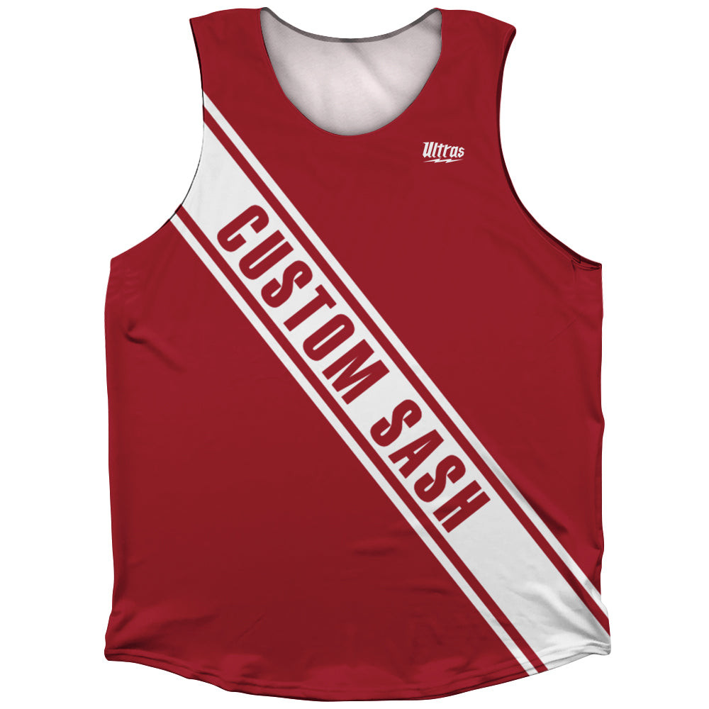 Custom Sash Left To Right Athletic Tank Top White And Red Cardinal