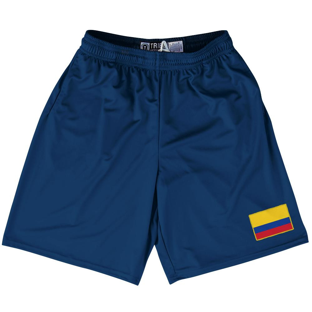 Color:blue Colombia Colombia Country Heritage Flag Lacrosse Shorts Made In USA - Blue