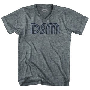 Des Moines DSM Airport Tri-Blend V-neck Womens Junior Cut T-shirt - Athletic Grey