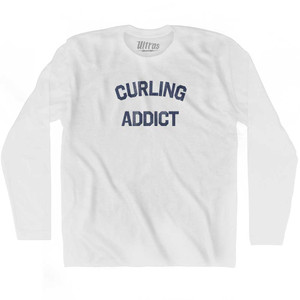 Curling Addict Adult Cotton Long Sleeve T-shirt - White