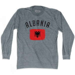 Albania Country Flag Heritage Adult Tri-Blend Long Sleeve T-Shirt by Ultras Albania Country Flag Heritage Adult Tri-Blend Long Sleeve T-Shirt by Ultras