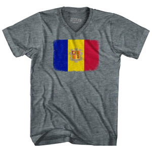 Andorra Country Flag Adult Tri-Blend V-Neck T-Shirt by Ultras Andorra Country Flag Adult Tri-Blend V-Neck T-Shirt by Ultras