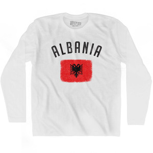 Albania Country Flag Heritage Adult Cotton Long Sleeve T-Shirt by Ultras Albania Country Flag Heritage Adult Cotton Long Sleeve T-Shirt by Ultras