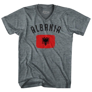 Albania Country Flag Heritage Adult Tri-Blend V-Neck T-Shirt by Ultras Albania Country Flag Heritage Adult Tri-Blend V-Neck T-Shirt by Ultras