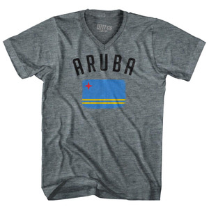 Aruba Country Flag Heritage Adult Tri-Blend V-Neck T-Shirt by Ultras Aruba Country Flag Heritage Adult Tri-Blend V-Neck T-Shirt by Ultras