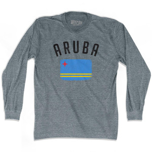 Aruba Country Flag Heritage Adult Tri-Blend Long Sleeve T-Shirt by Ultras Aruba Country Flag Heritage Adult Tri-Blend Long Sleeve T-Shirt by Ultras