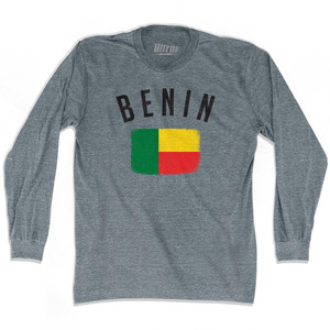 Benin Country Flag Heritage Adult Tri-Blend Long Sleeve T-Shirt by Ultras
