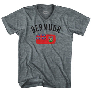 Bermuda Country Flag Heritage Tri-Blend V-Neck Womens Junior Cut T-Shirt by Ultras