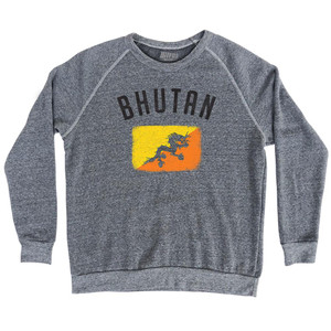 Bhutan Country Flag Adult Tri-Blend Sweatshirt - Athletic Grey